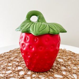 Strawberry Jar with Lid - Strawberry Trinket Jar Ceramic